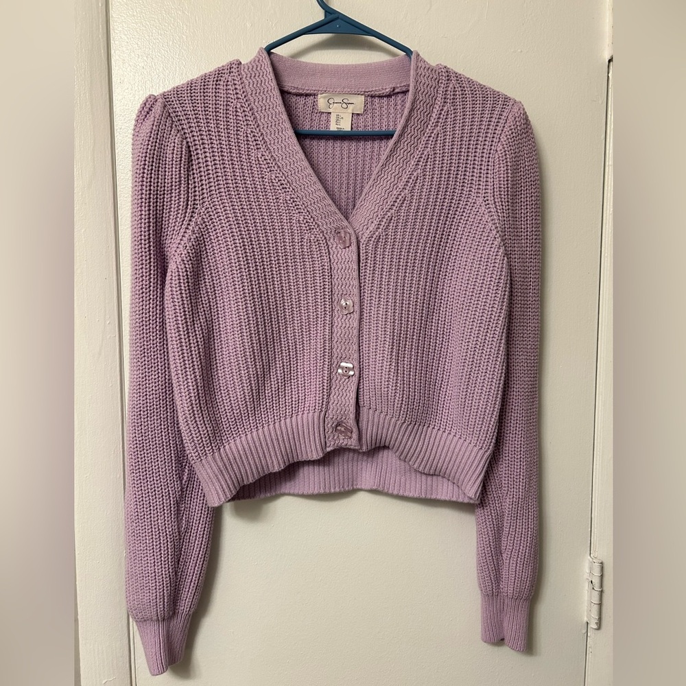 Lilac Cropped Knit Cardigan